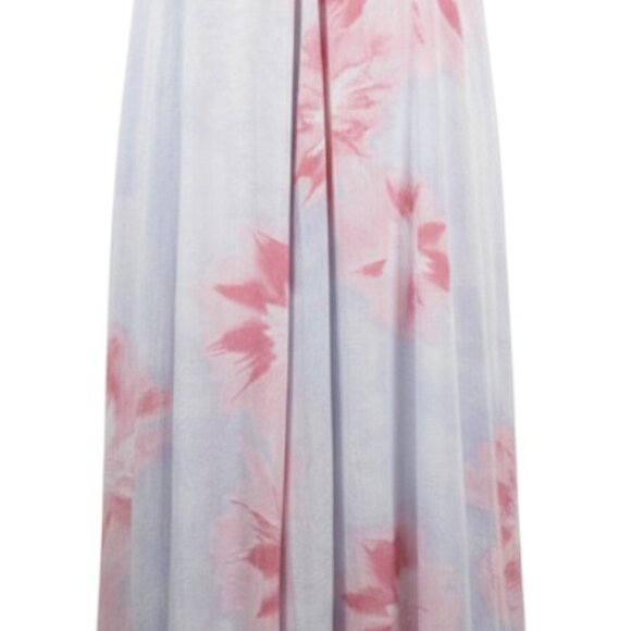 Zara Floral Maxi Dress Blue Pink Watercolor Viscose Resortwear Style Medium - Picture 3 of 8